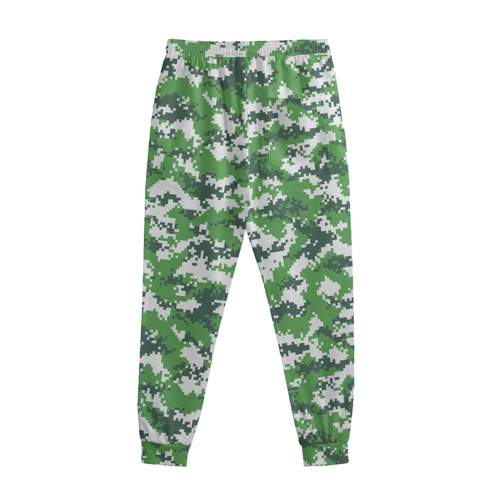 Green And White Digital Camo Print Sweatpants