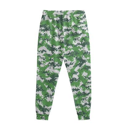 Green And White Digital Camo Print Sweatpants