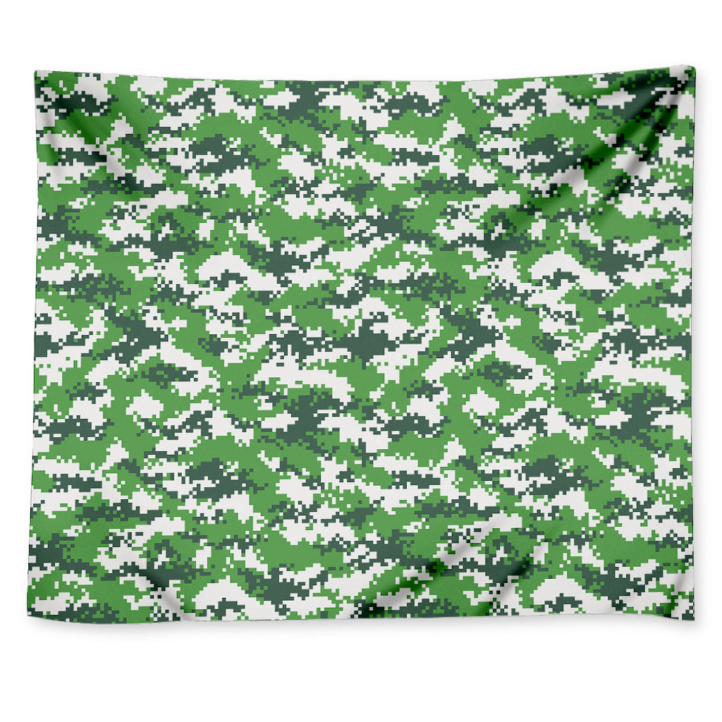Green And White Digital Camo Print Tapestry