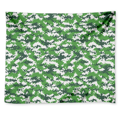 Green And White Digital Camo Print Tapestry