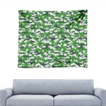 Green And White Digital Camo Print Tapestry