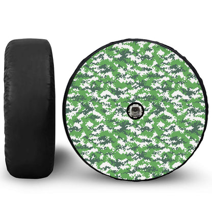 Green And White Digital Camo Print Tire Cover With Camera Hole