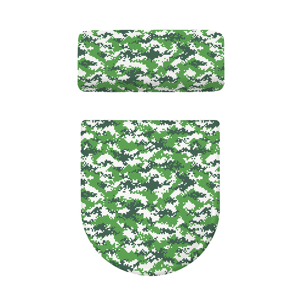 Green And White Digital Camo Print Toilet Lid And Tank Cover Set