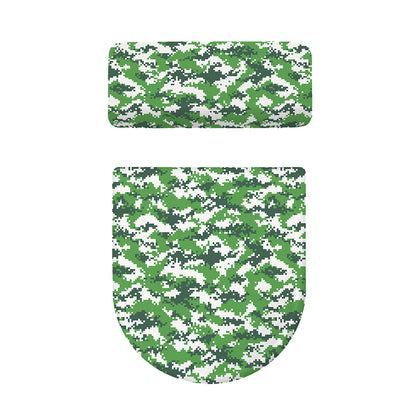Green And White Digital Camo Print Toilet Lid And Tank Cover Set