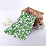 Green And White Digital Camo Print Towel