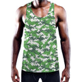 Green And White Digital Camo Print Men's Workout Tank Top