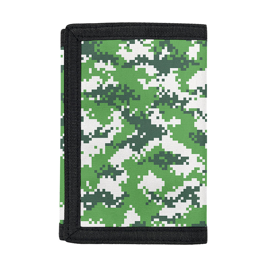 Green And White Digital Camo Print Trifold Wallet