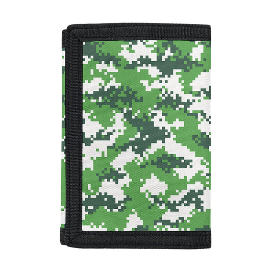 Green And White Digital Camo Print Trifold Wallet