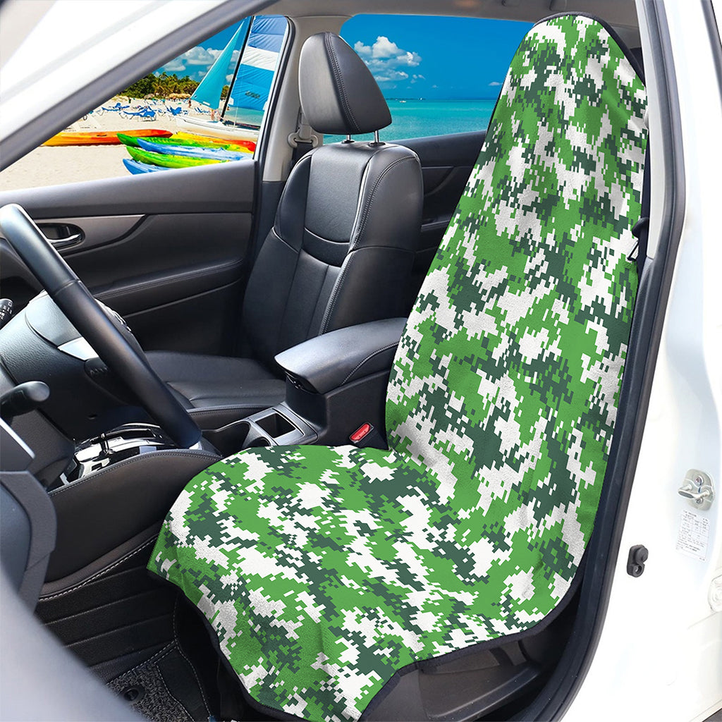 Green And White Digital Camo Print Waterproof Car Seat Cover