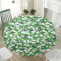 Green And White Digital Camo Print Waterproof Round Tablecloth