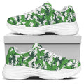 Green And White Digital Camo Print White Chunky Shoes