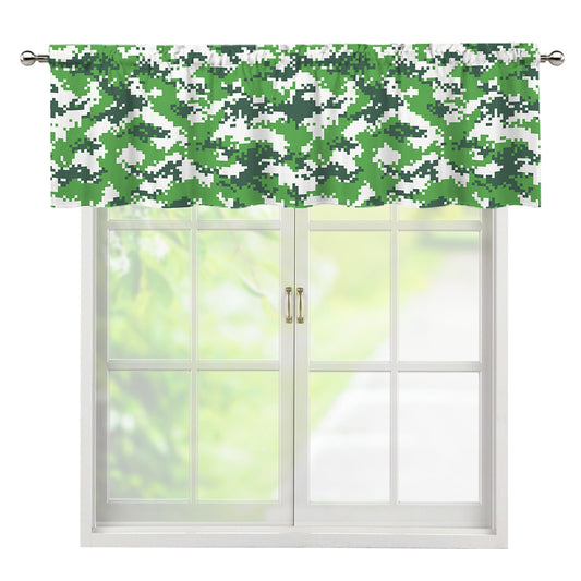 Green And White Digital Camo Print Window Valance