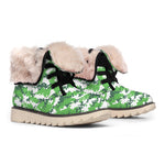 Green And White Digital Camo Print Winter Boots