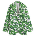 Green And White Digital Camo Print Women's Blazer