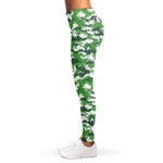 Green And White Digital Camo Print Women's Leggings