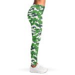 Green And White Digital Camo Print Women's Leggings