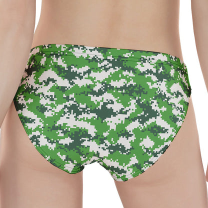 Green And White Digital Camo Print Women's Panties