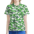 Green And White Digital Camo Print Women's Polo Shirt