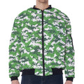 Green And White Digital Camo Print Zip Sleeve Bomber Jacket