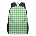 Green And White Gingham Pattern Print 17 Inch Backpack
