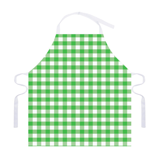 Green And White Gingham Pattern Print Adjustable Apron