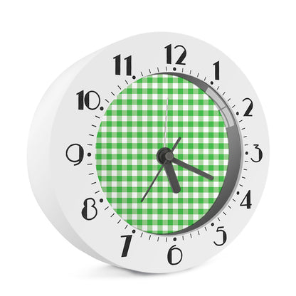 Green And White Gingham Pattern Print Alarm Clock