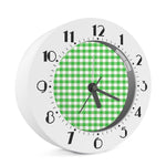 Green And White Gingham Pattern Print Alarm Clock