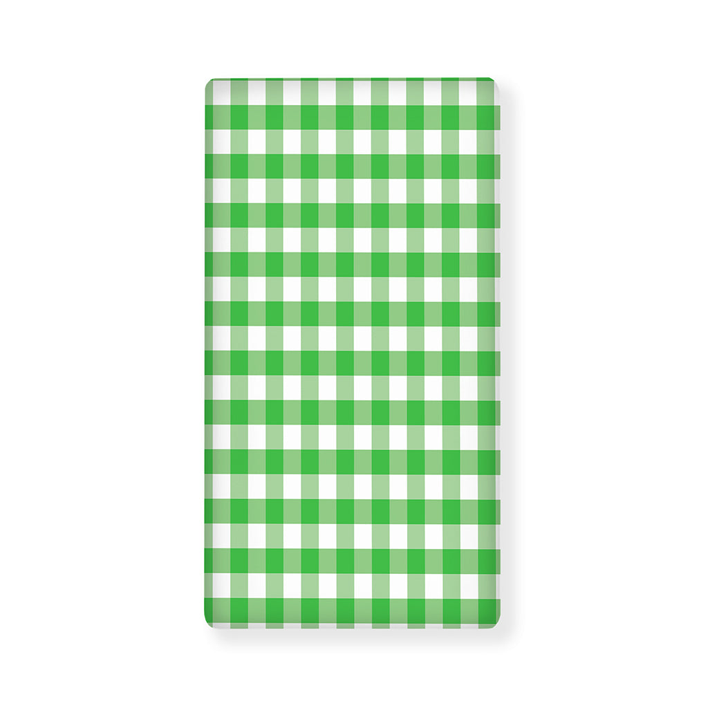 Green And White Gingham Pattern Print Baby Crib Sheet