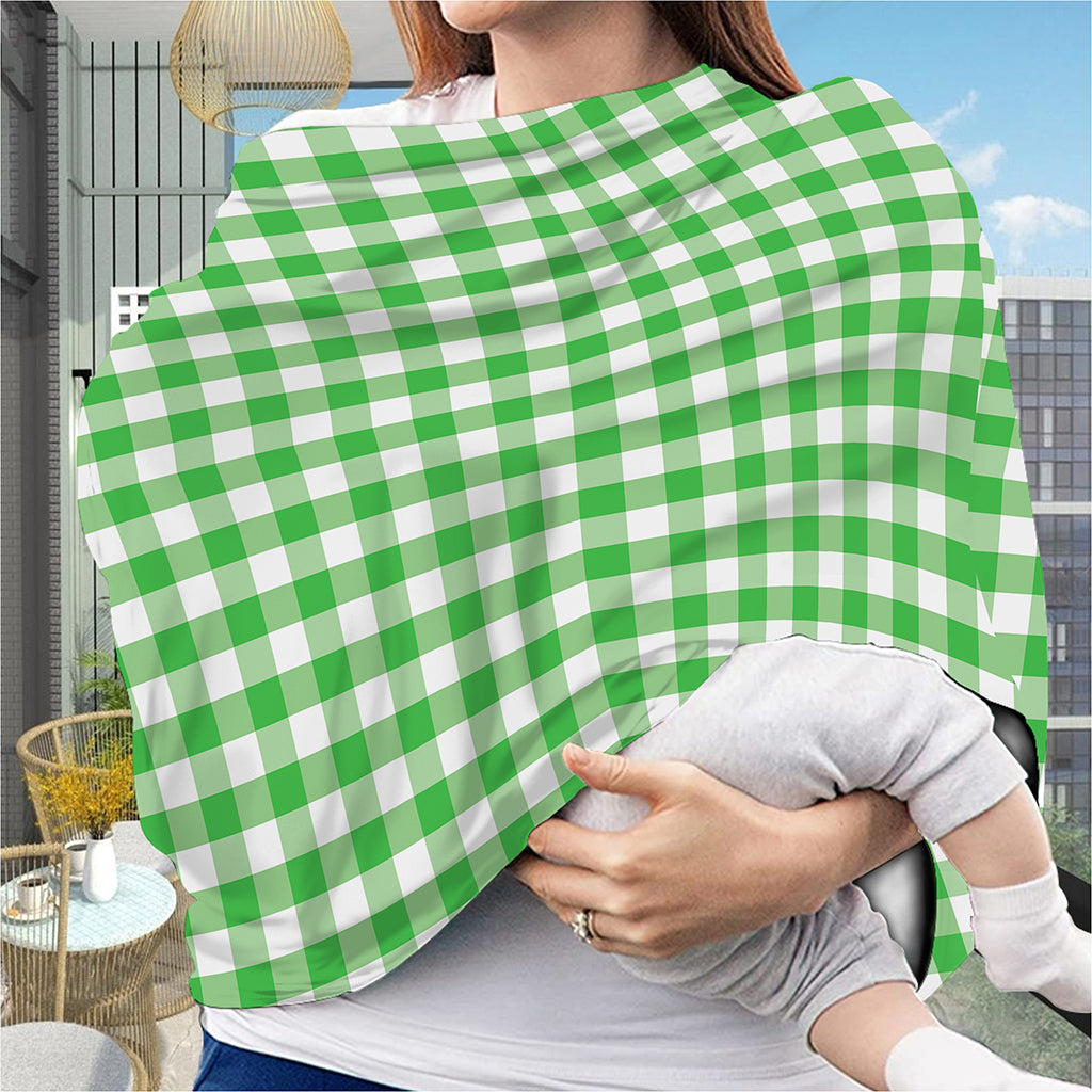 Green And White Gingham Pattern Print Baby Seat Cover