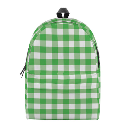 Green And White Gingham Pattern Print Backpack