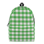 Green And White Gingham Pattern Print Backpack
