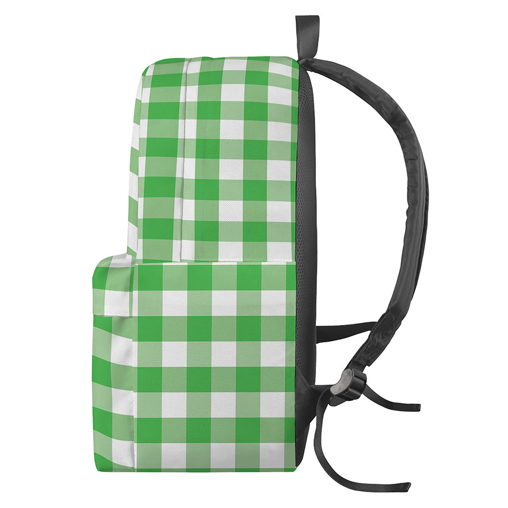 Green And White Gingham Pattern Print Backpack