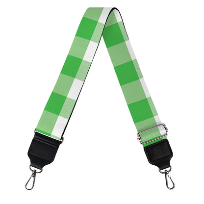 Green And White Gingham Pattern Print Bag Strap