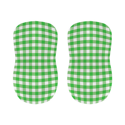 Green And White Gingham Pattern Print Bar Stool Covers