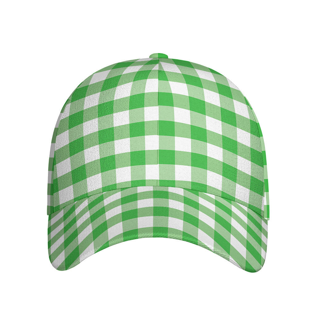 Green And White Gingham Pattern Print Baseball Cap