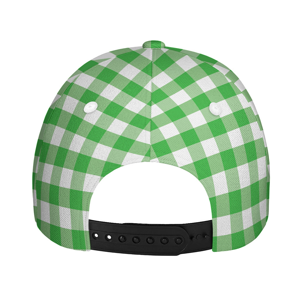 Green And White Gingham Pattern Print Baseball Cap
