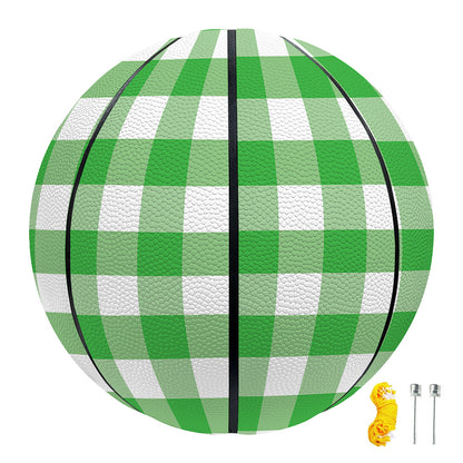 Green And White Gingham Pattern Print Basketball
