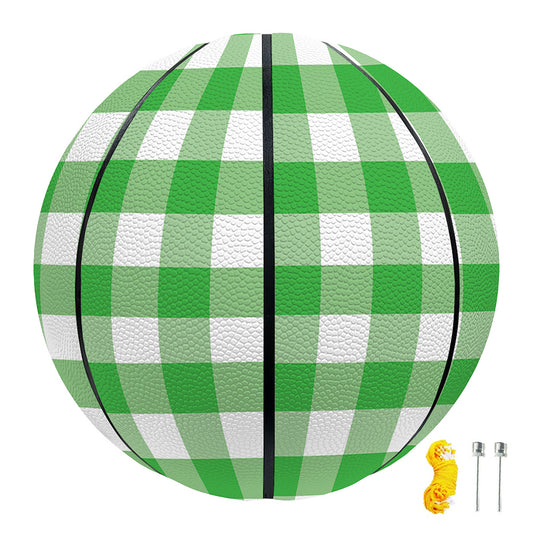 Green And White Gingham Pattern Print Basketball
