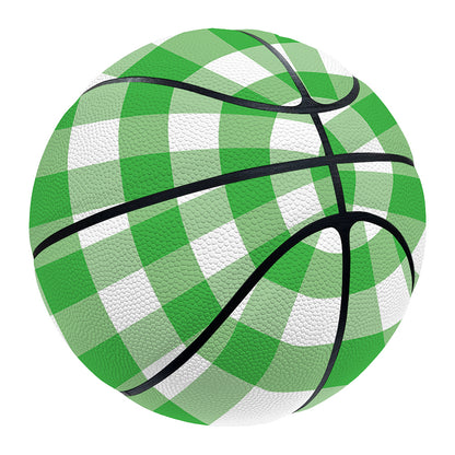 Green And White Gingham Pattern Print Basketball