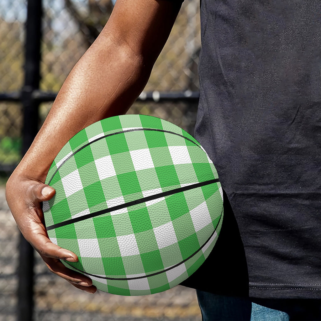 Green And White Gingham Pattern Print Basketball