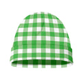 Green And White Gingham Pattern Print Beanie