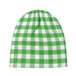 Green And White Gingham Pattern Print Beanie