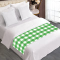 Green And White Gingham Pattern Print Bed Runner