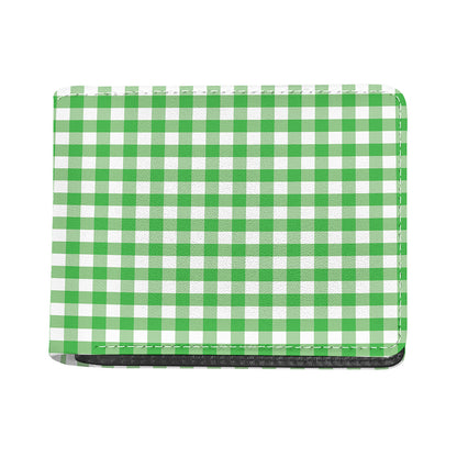 Green And White Gingham Pattern Print Bifold Wallet