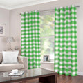 Green And White Gingham Pattern Print Dimout Grommet Curtains