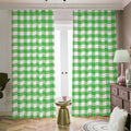 Green And White Gingham Pattern Print Dimout Pencil Pleat Curtains