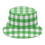 Green And White Gingham Pattern Print Bucket Hat