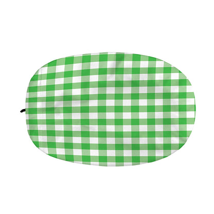Green And White Gingham Pattern Print Car Side Mirror Covers