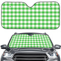 Green And White Gingham Pattern Print Car Windshield Sun Shade