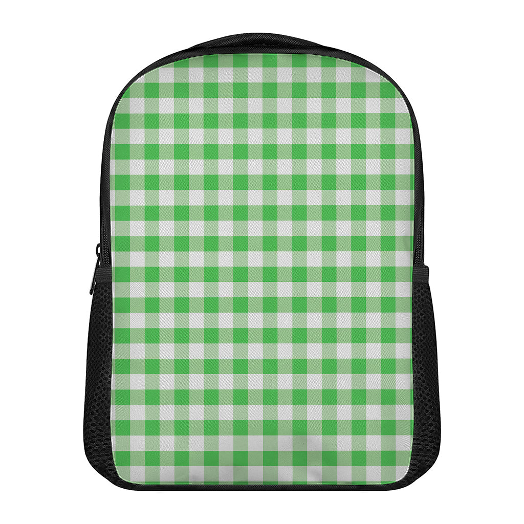 Green And White Gingham Pattern Print Casual Backpack
